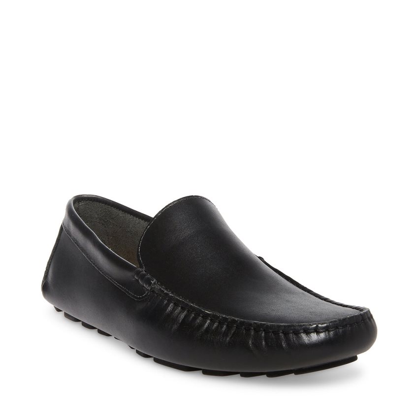 Black Steve Madden Bergamo Leather Men's Loafers | PH 5840C16O